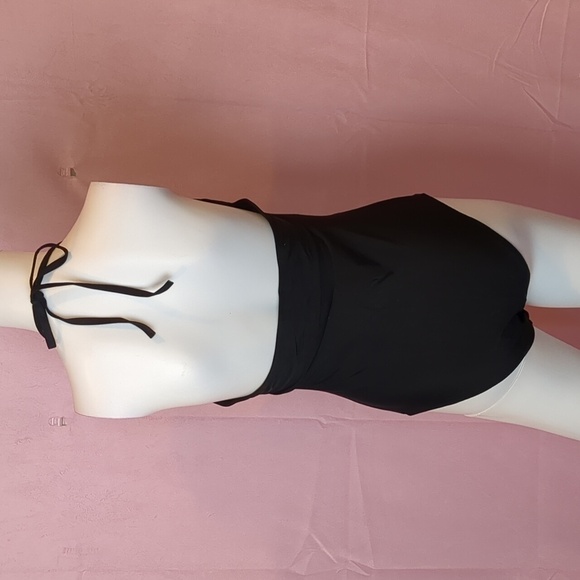 Black Cut Out Front Halter Neck One Piece Monokini Swimsuit size Large - Picture 2 of 5